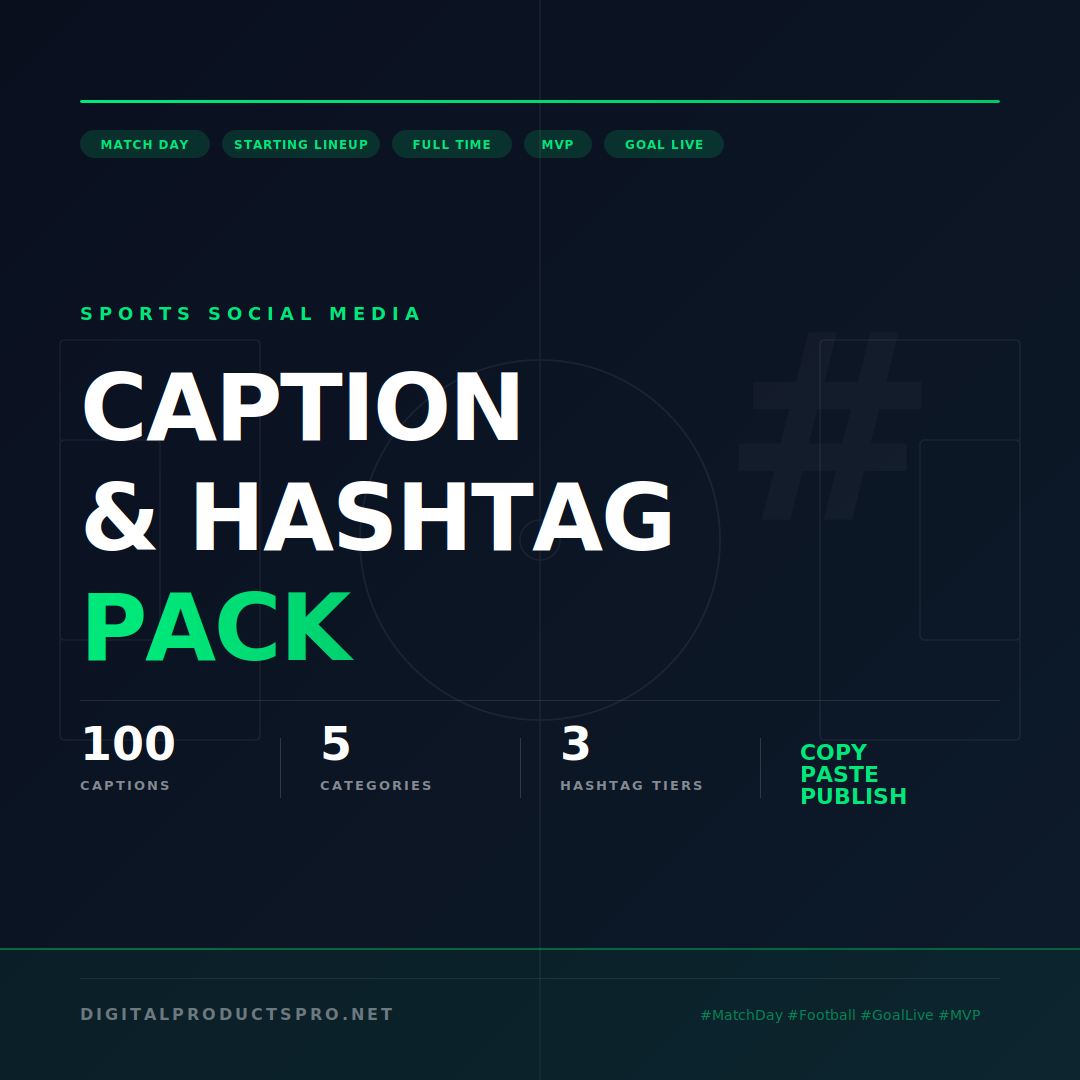 Sports Caption & Hashtag Pack — 100 Ready-to-Use Social Media Captions